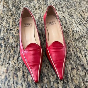 Red pointy toed kitten heels